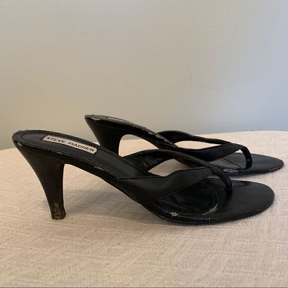 Steve Madden Black Leather Heels - Picture 7 of 9